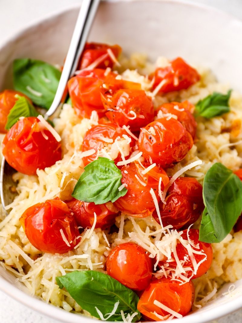 close up view inside vegan risotto dish