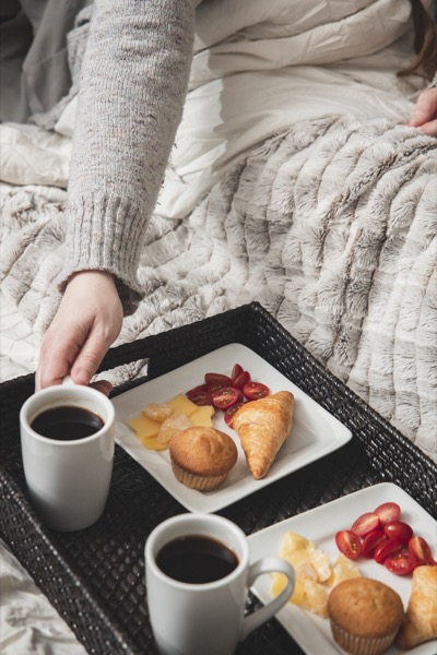 Having breakfast in bed