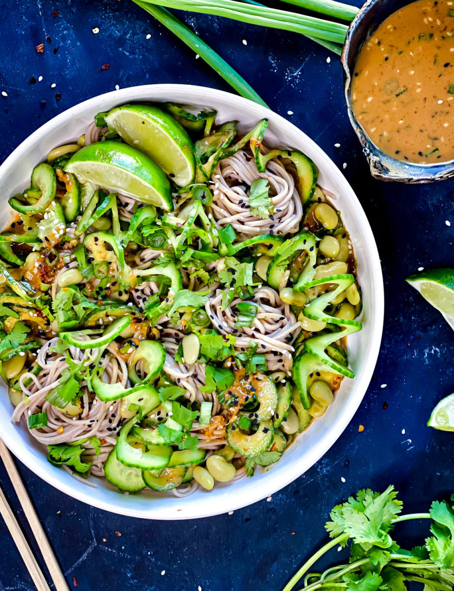 cucumber soba salad ready to eat