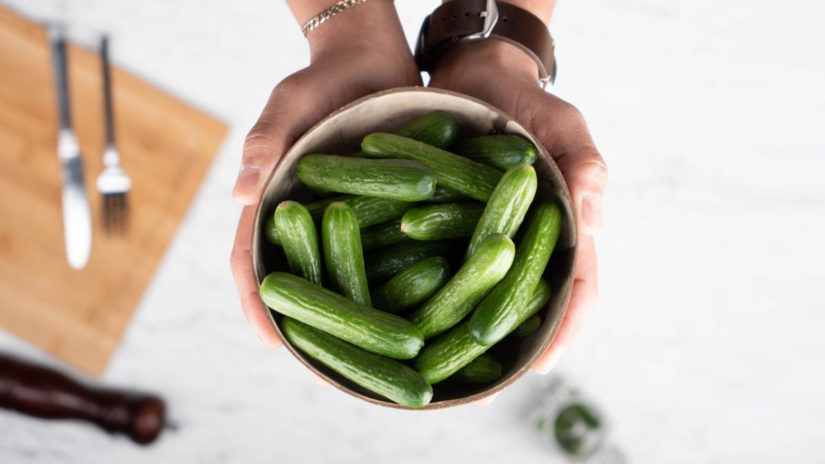 Cucumbers in bowl