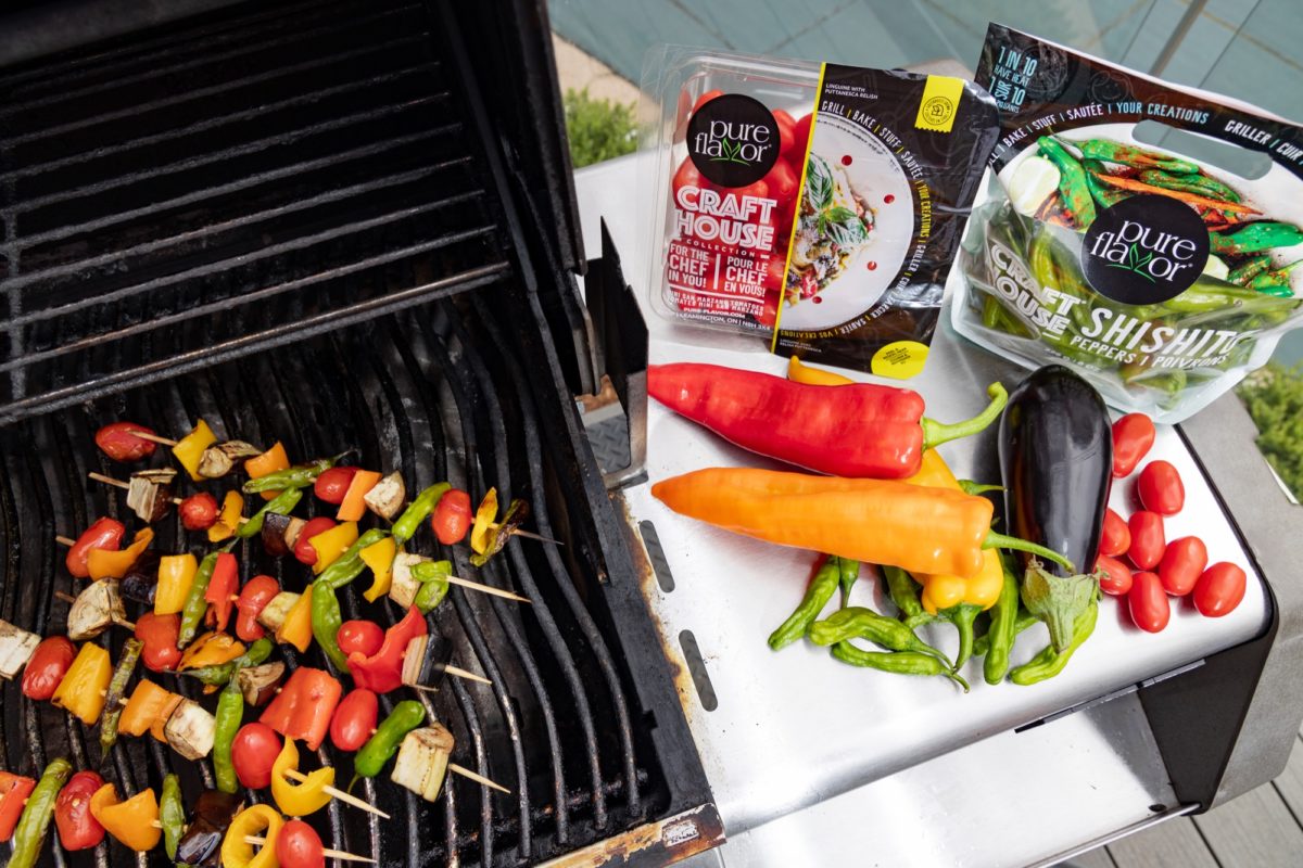 Grilling veggie skewers and Craft House Collection product