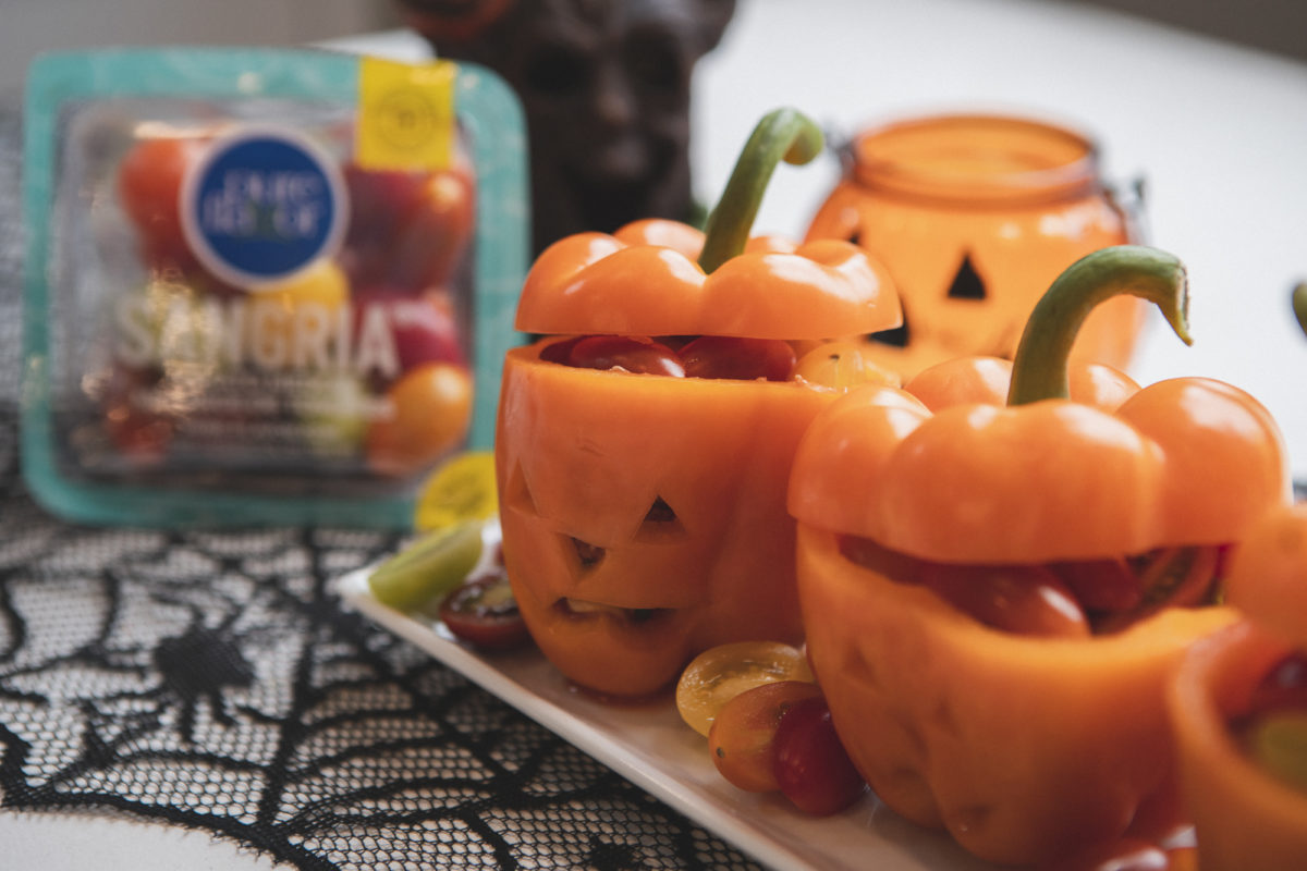 Spooky Stuffed Peppers halloween veggie idea for families