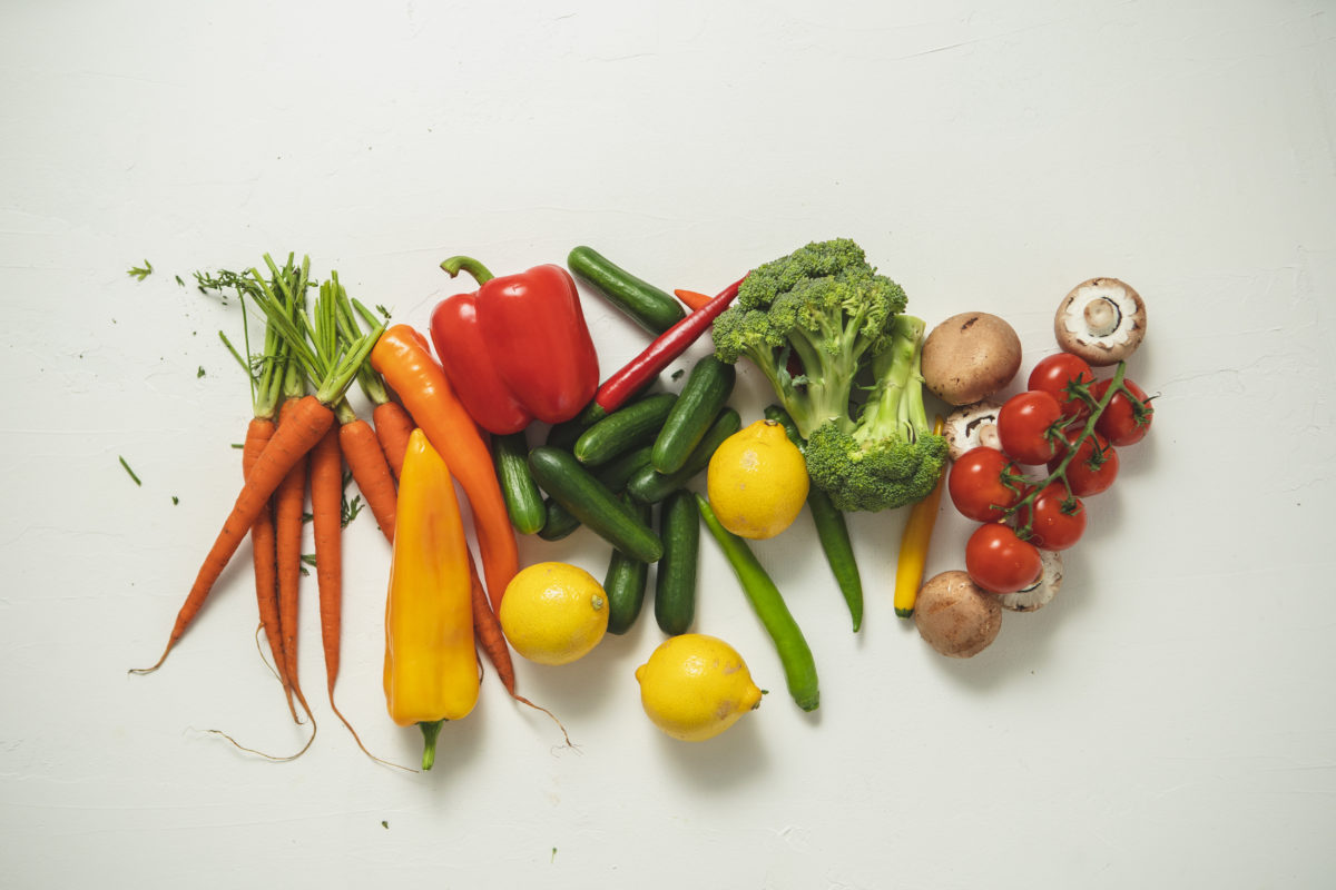 Fresh vegetables in a white background
