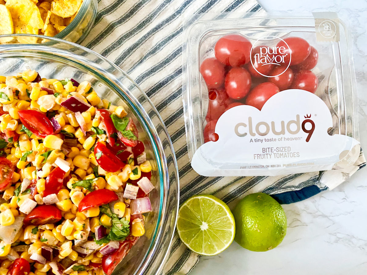 Mexican street salad served with cloud9 tomatoes