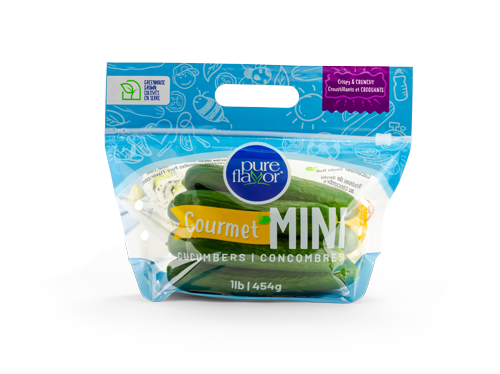 1lb Transparent bag containing Mini Cucumbers