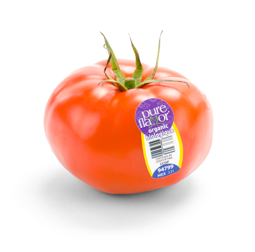 Single Organic Red Beefsteak Tomato with PLU sticker