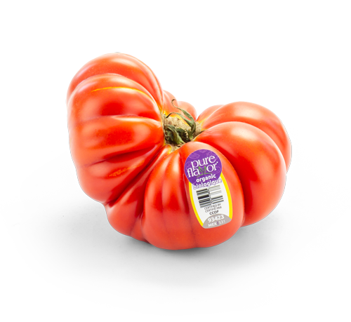 Single Organic Red Heirloom Tomato with PLU sticker