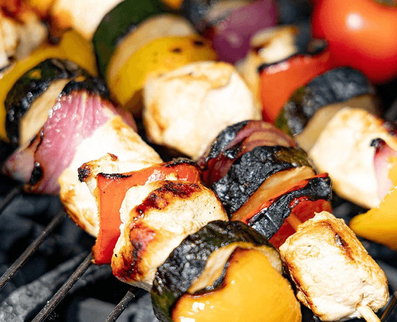 BBQ Chicken Vegetable Skewers