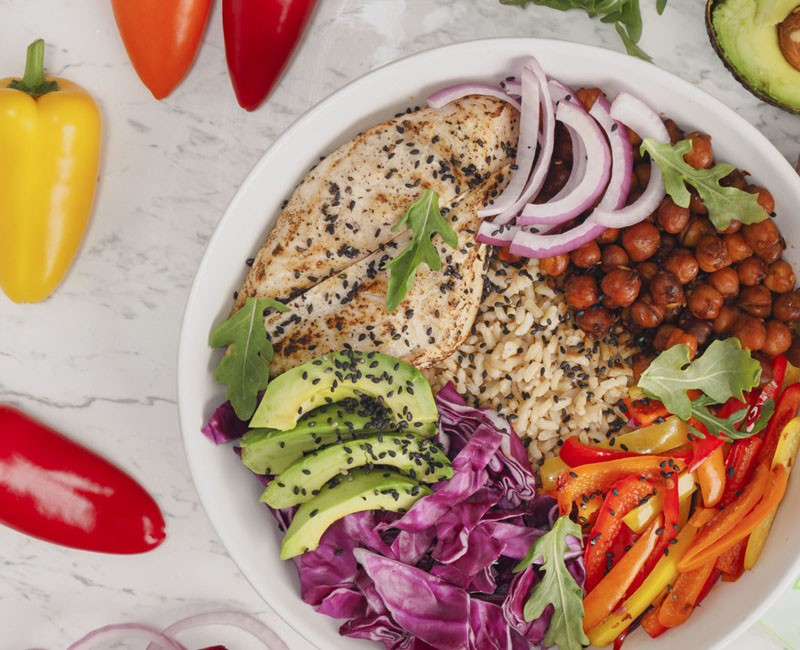 Roasted Chickpea and Chicken Bowl