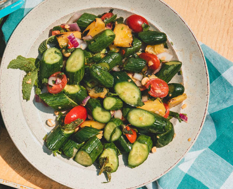 Grilled Pineapple and Cucumber Salad