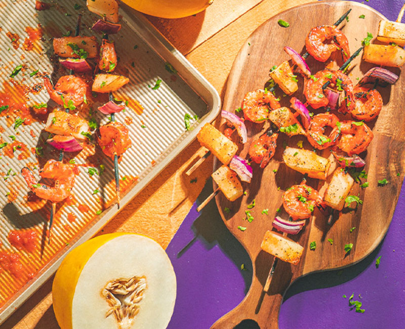 Spicy Shrimp Melon Kabobs