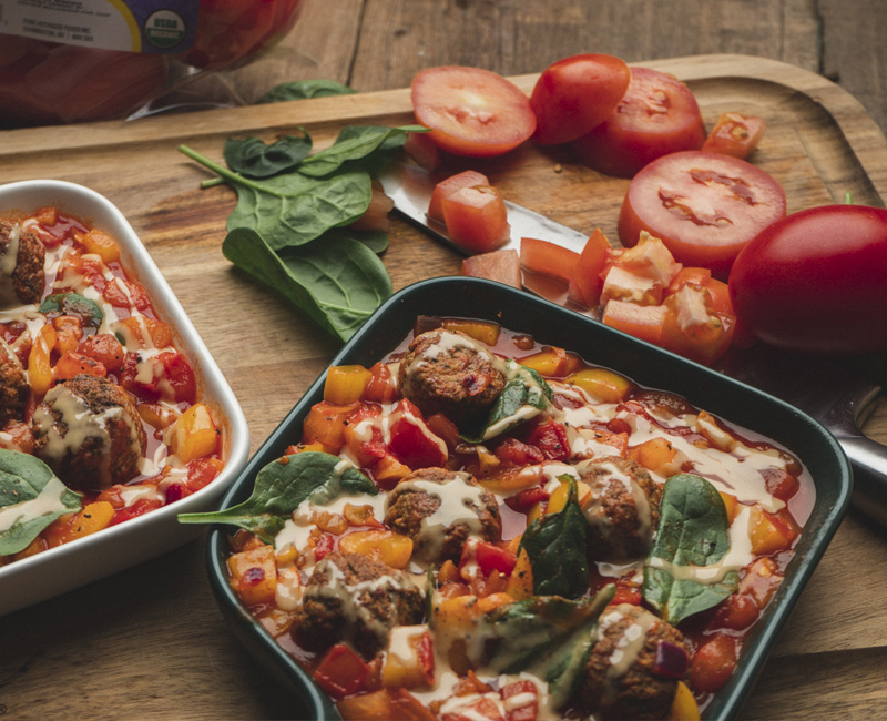 Baked Falafel with Organic Tomato Sauce