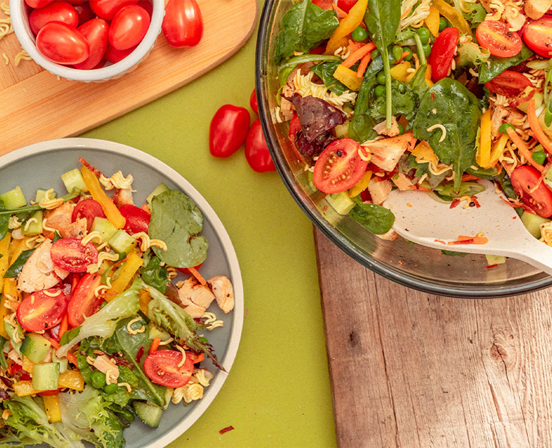 Grilled Chicken & Tomato Ramen Salad