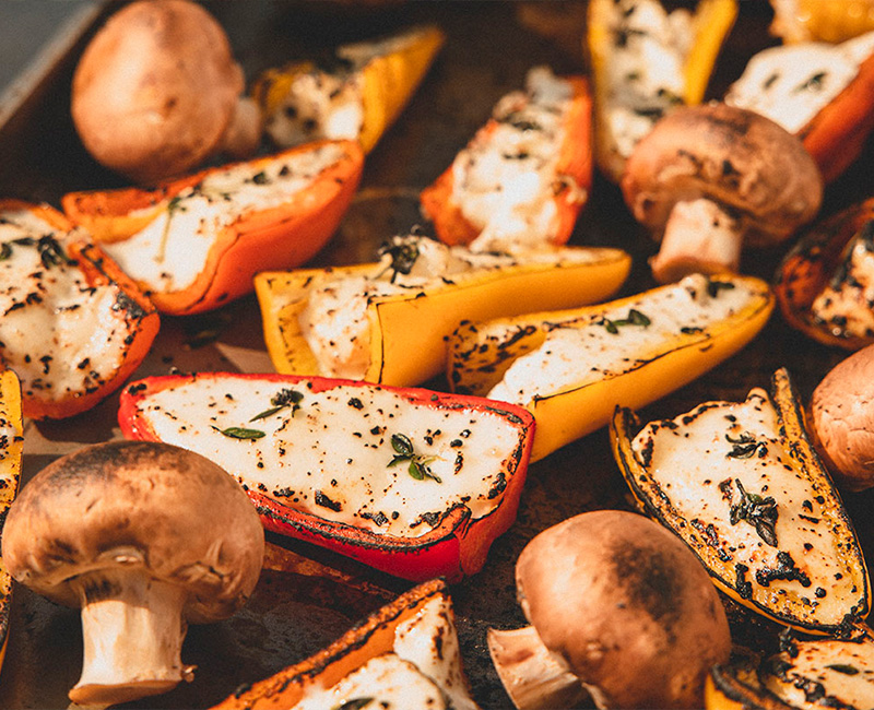 Grilled Mini Peppers with Goat Cheese