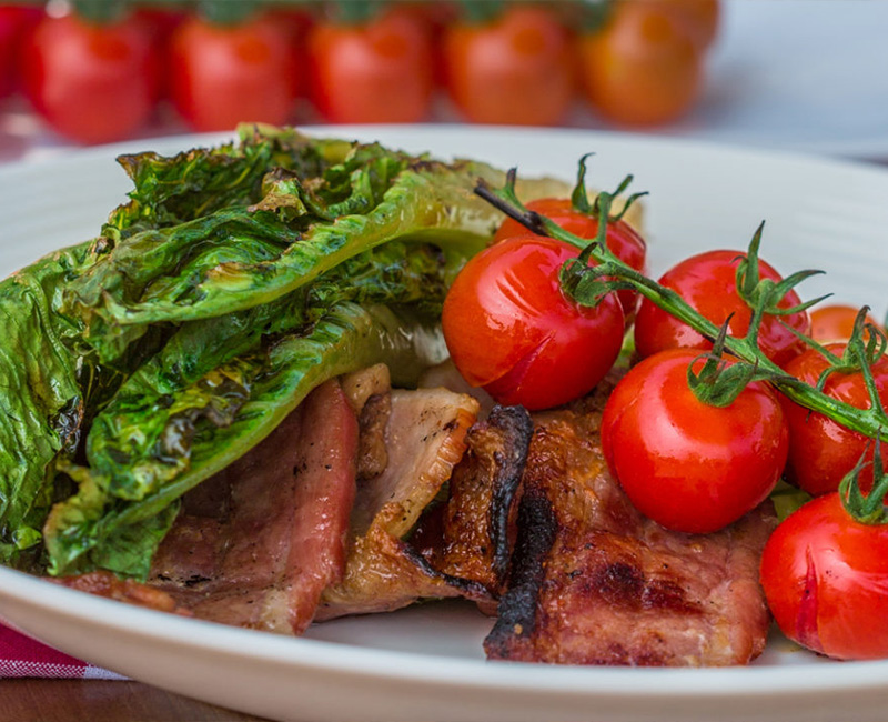 Grilled Romaine Lettuce and Cherry on-the-Vine Salad