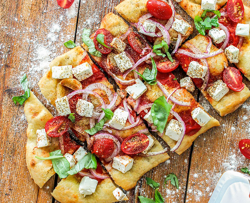 Grilled Tomato & Feta Pizza