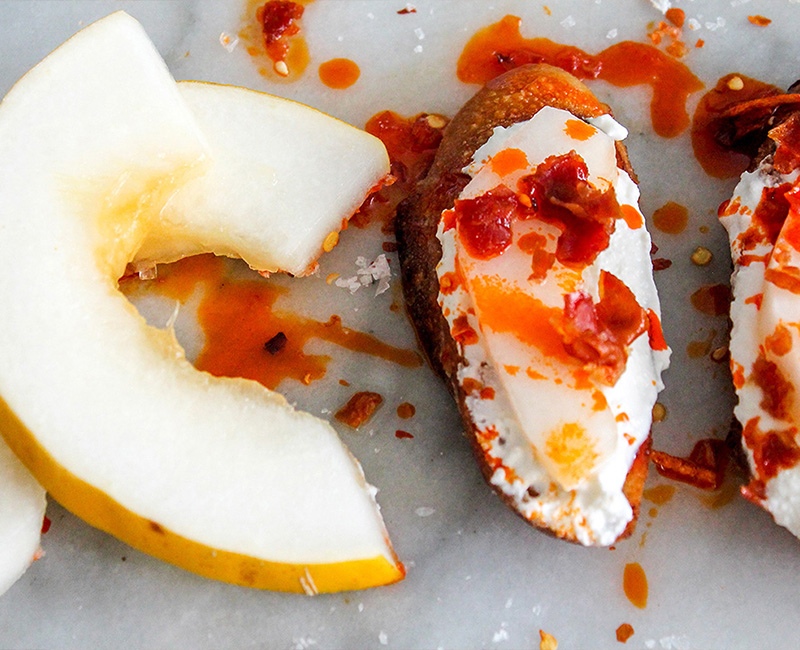 Melon & Crispy Prosciutto Crostini