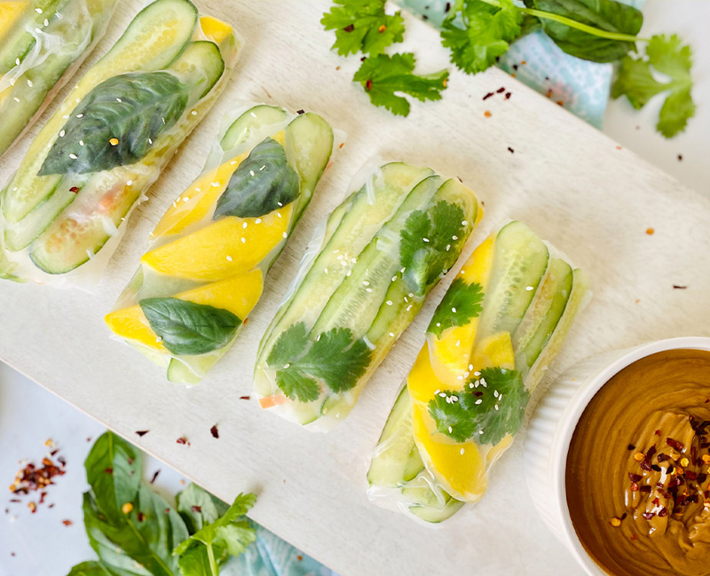 Cucumber Mango Summer Rolls