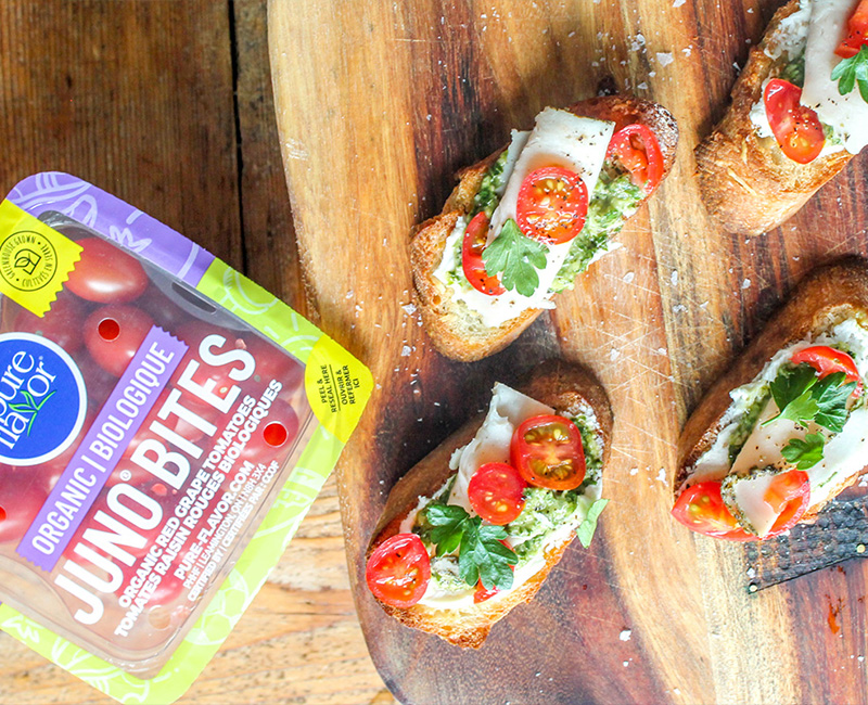 Organic Tomato Chimichurri Crostini