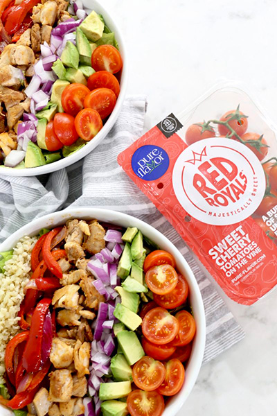 taco salad bowls with pack of RedRoyals tomatoes