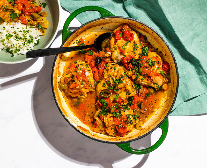 Tomato & Olive Chicken Thighs