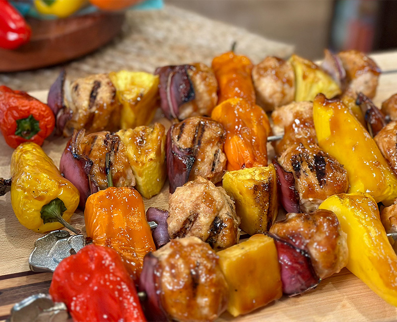 Tropical Meatball Pepper Skewers