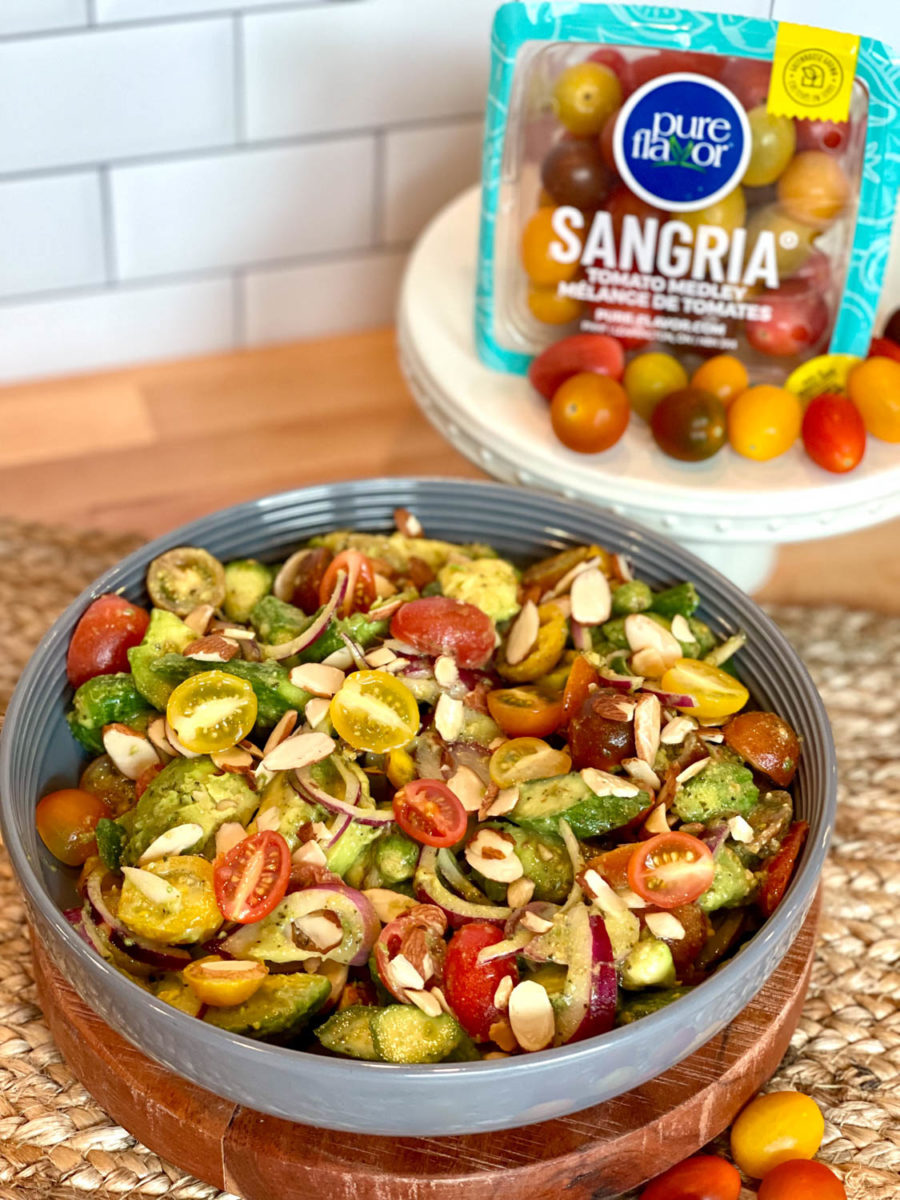 Sangria salad in a bowl with pack