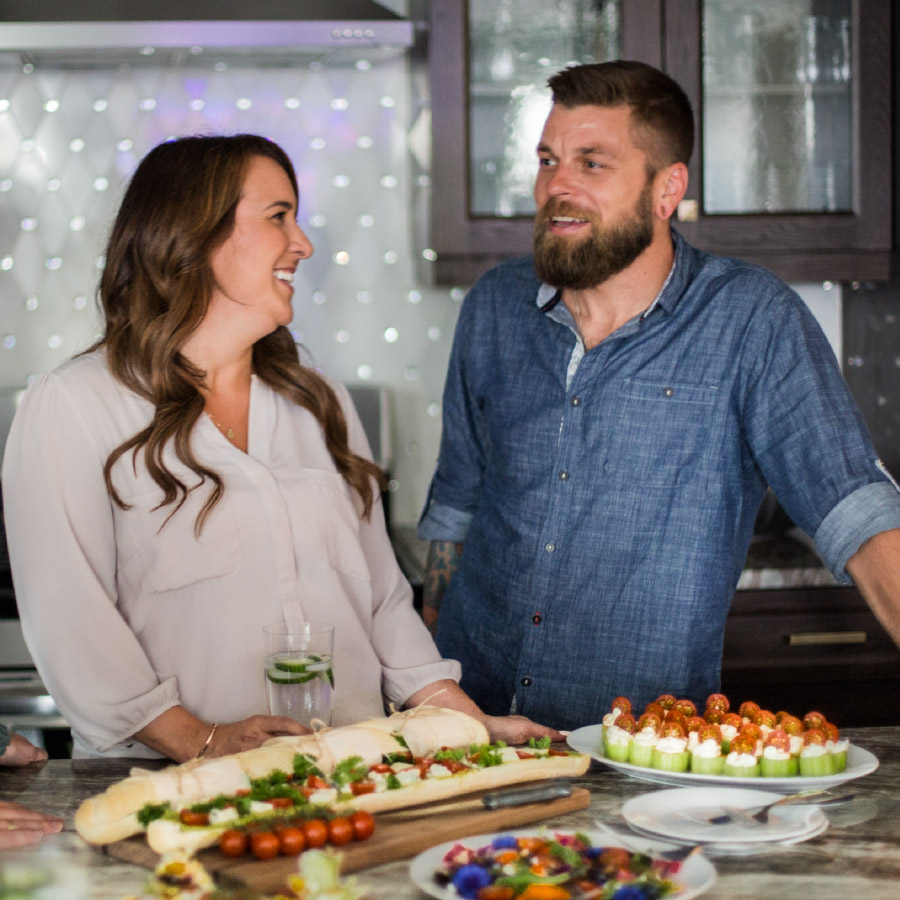 a couple prepping some healthy snacks
